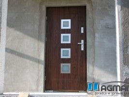 drzwi zew metalowe KMT model Xs4 inox orzech