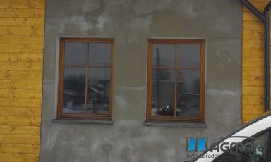 okna drewniane sosna 68mm, szpros wiedeński 20mm, asymetrycznie